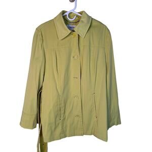 NEW! Calvin Klein Womans M Lime Green Trench Coat Belted Rain Jacket
